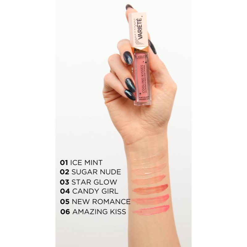 Eveline Cosmetics Variété Cooling Kisses hydrating lip gloss with cooling effect shade 01 Ice Mint 6,8 ml