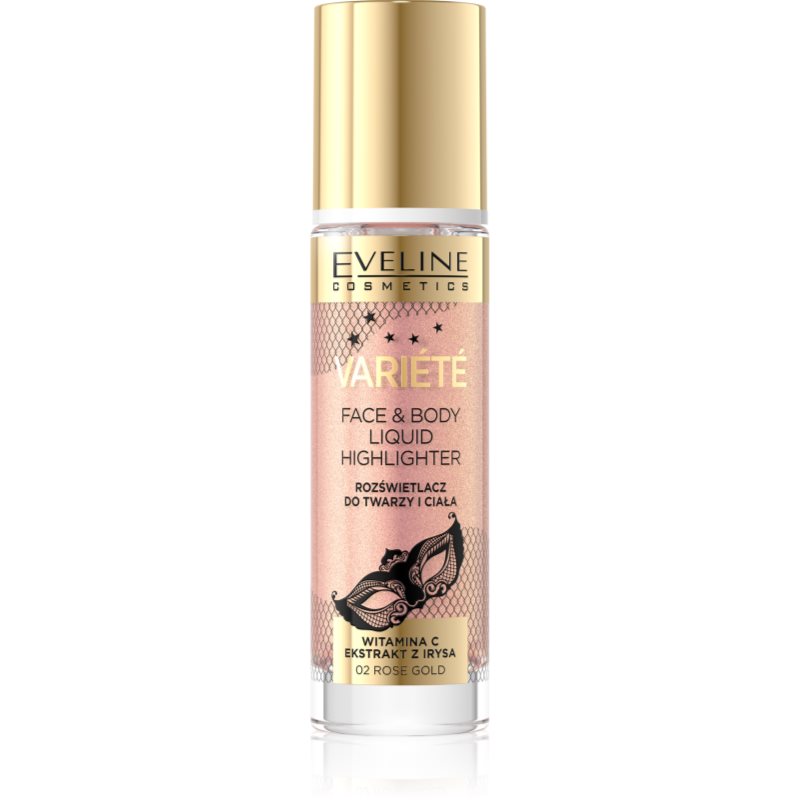 

Eveline Cosmetics Variété рідкий хайлайтер для обличчя та тіла відтінок 02 Rose Gold