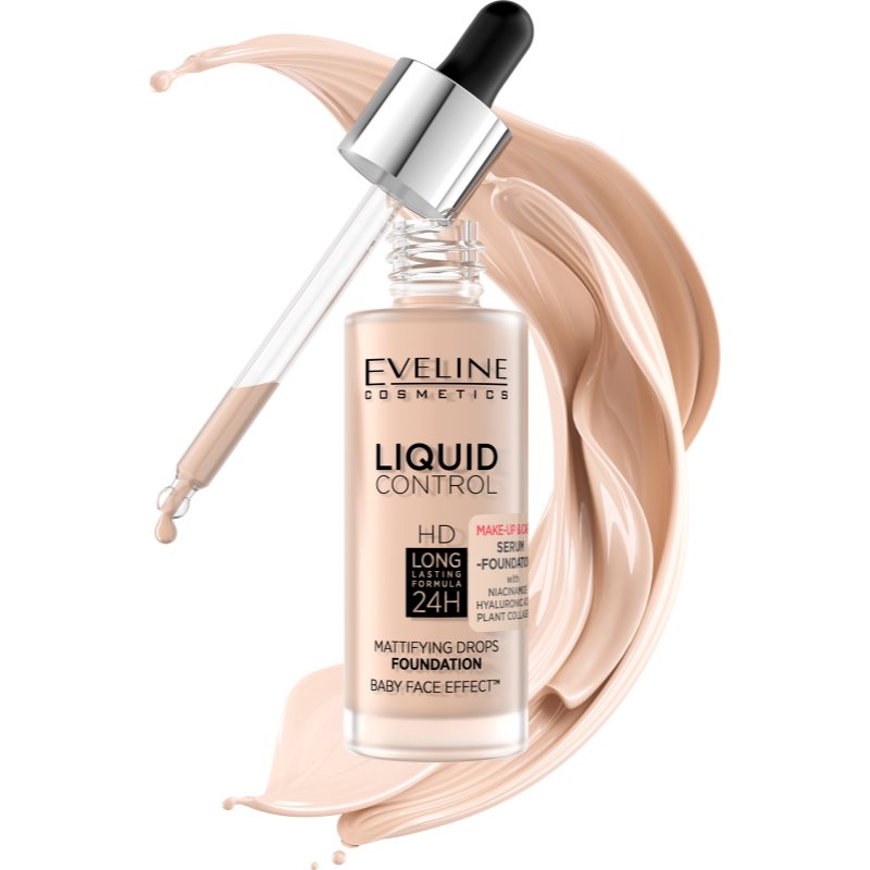 Eveline Cosmetics Liquid Control Liquid Foundation With Pipette Shade 025 Light Rose 32 Ml
