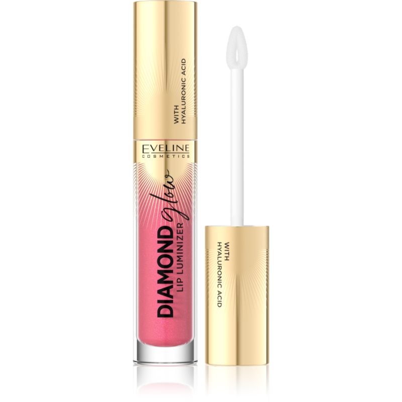 Eveline Cosmetics Diamond Glow блиск для губ з блискітками з гіалуроновою кислотою відтінок 09 Peach Dream 4,5 мл
