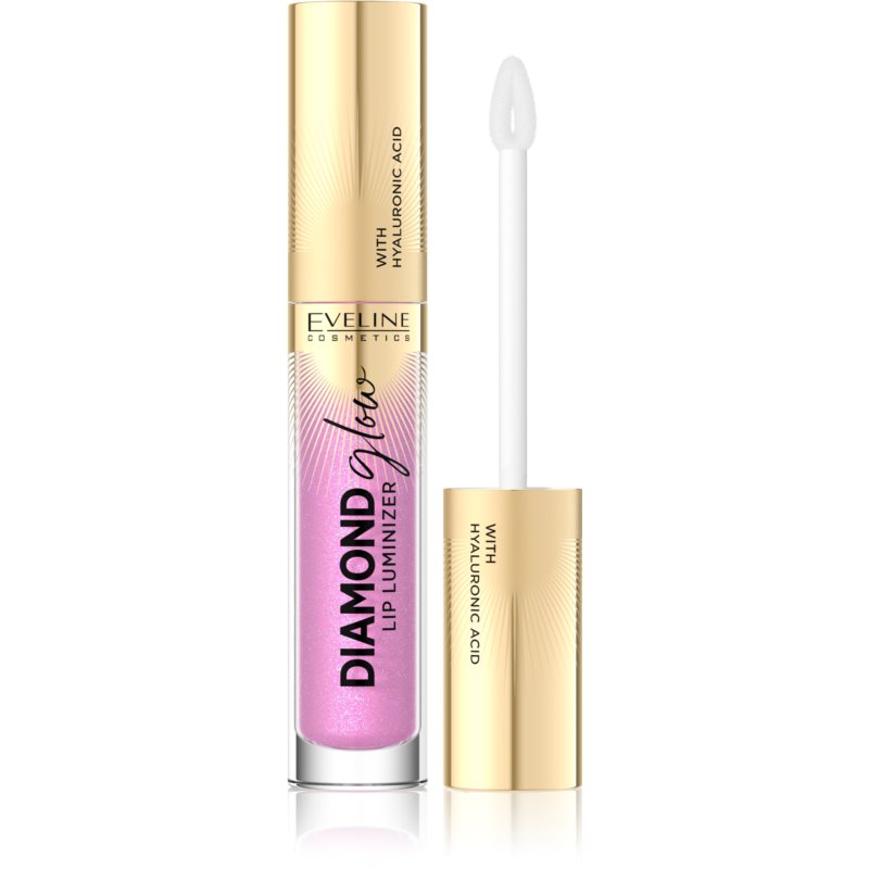 Eveline Cosmetics Diamond Glow блиск для губ з блискітками з гіалуроновою кислотою відтінок 10 Rose Violet 4,5 мл