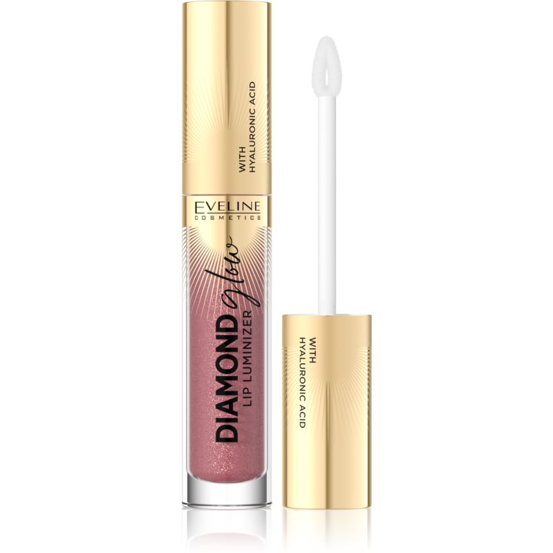 Eveline Cosmetics Diamond Glow блиск для губ з блискітками з гіалуроновою кислотою відтінок 11 Rose Nude 4,5 мл