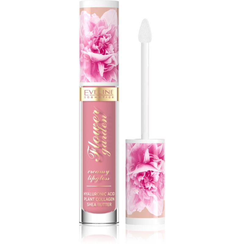 Eveline Cosmetics Flower Garden creamy lip gloss with hyaluronic acid shade 01 Delicate Rose 4,5 ml
