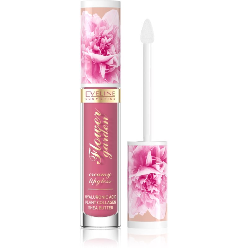 Eveline Cosmetics Flower Garden кремовий блиск для губ з гіалуроновою кислотою відтінок 03 Magnolia Charm 4,5 мл