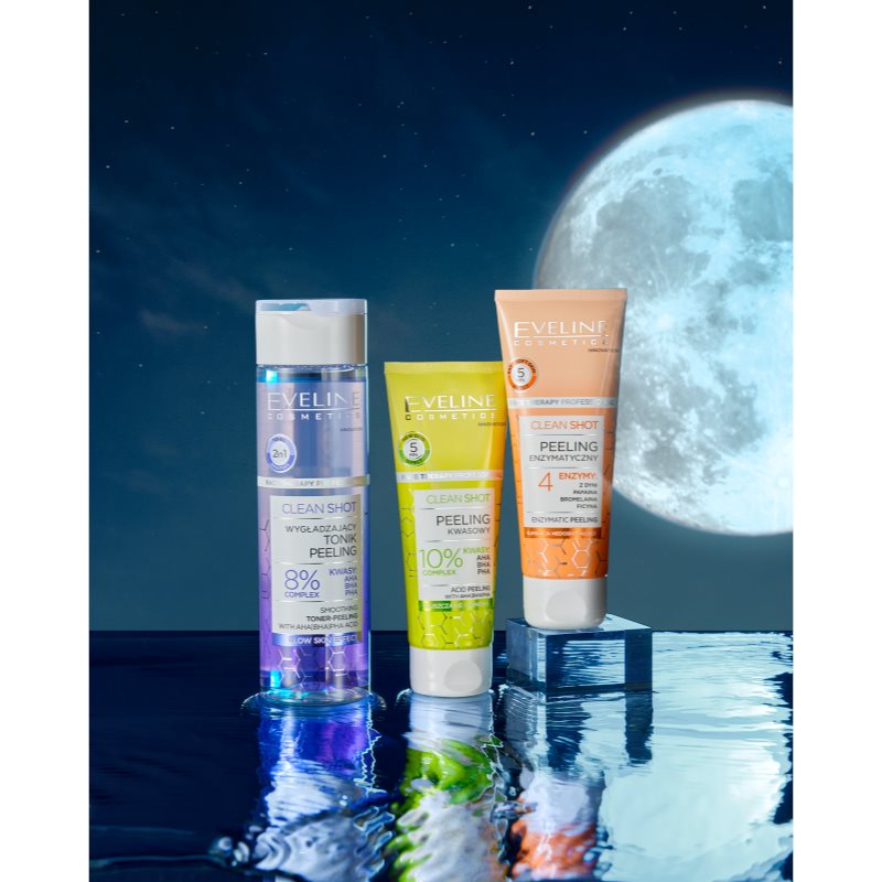 Eveline Cosmetics Clean Shot 10% Complex of AHA, BHA and PHA gentle scrub to treat skin imperfections 75 ml