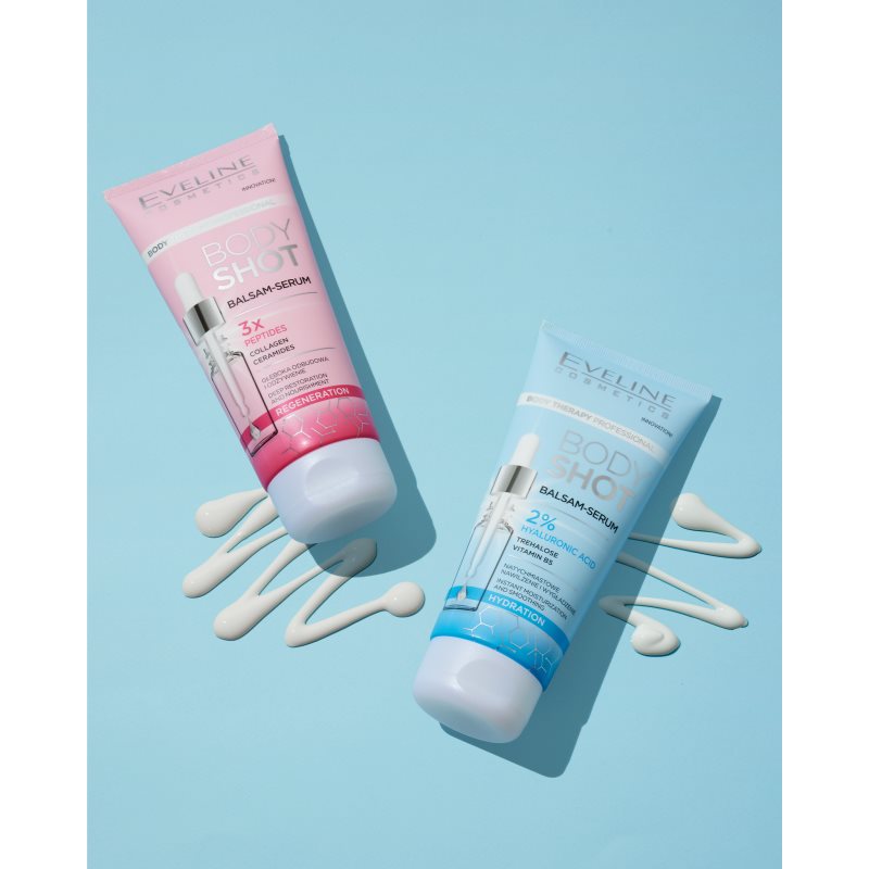 Eveline Cosmetics Body Shot 2% Hyaluronic Acid Tiefenwirksames feuchtigkeitsspendendes Balsam für trockene Haut 200 ml