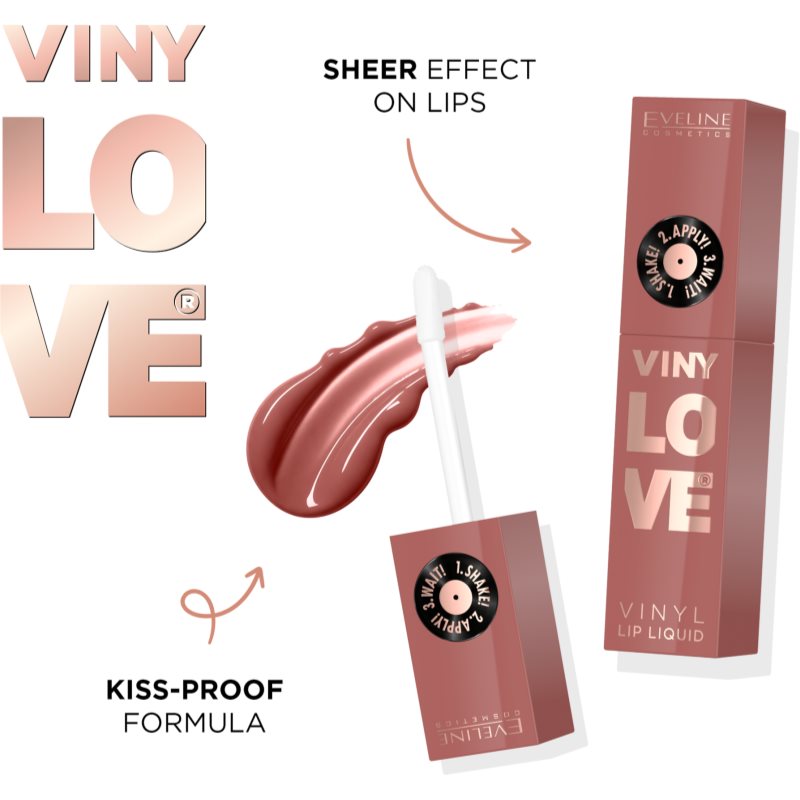 Eveline Cosmetics VINY LOVE Vinyl Lip Liquid langanhaltender flüssiger Lippenstift Farbton 01 4 ml (Bild 3)