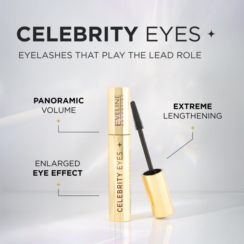 Eveline Cosmetics Celebrity Eyes Wimperntusche für extra Länge Farbton Black 7 ml (Bild 3)