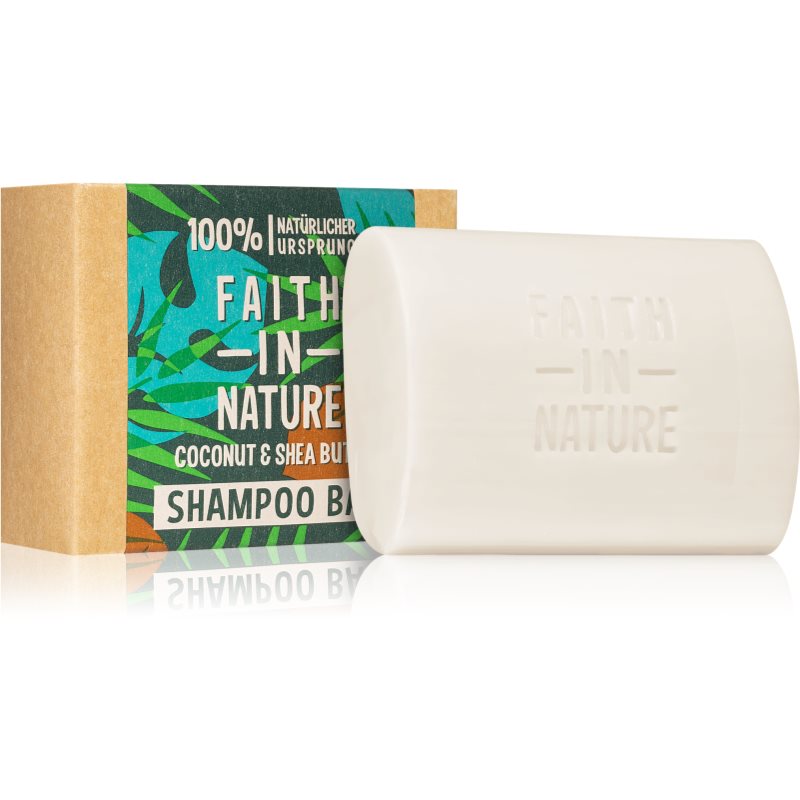 Faith In Nature Coconut & Shea Butter ekologiškas kietasis šampūnas suteikiantis drėgmės ir spindesio 85 g