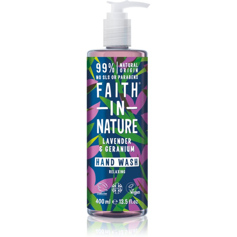 Faith In Nature Lavender & Geranium натуральне рідке мило для рук з ароматом лаванди 400 мл