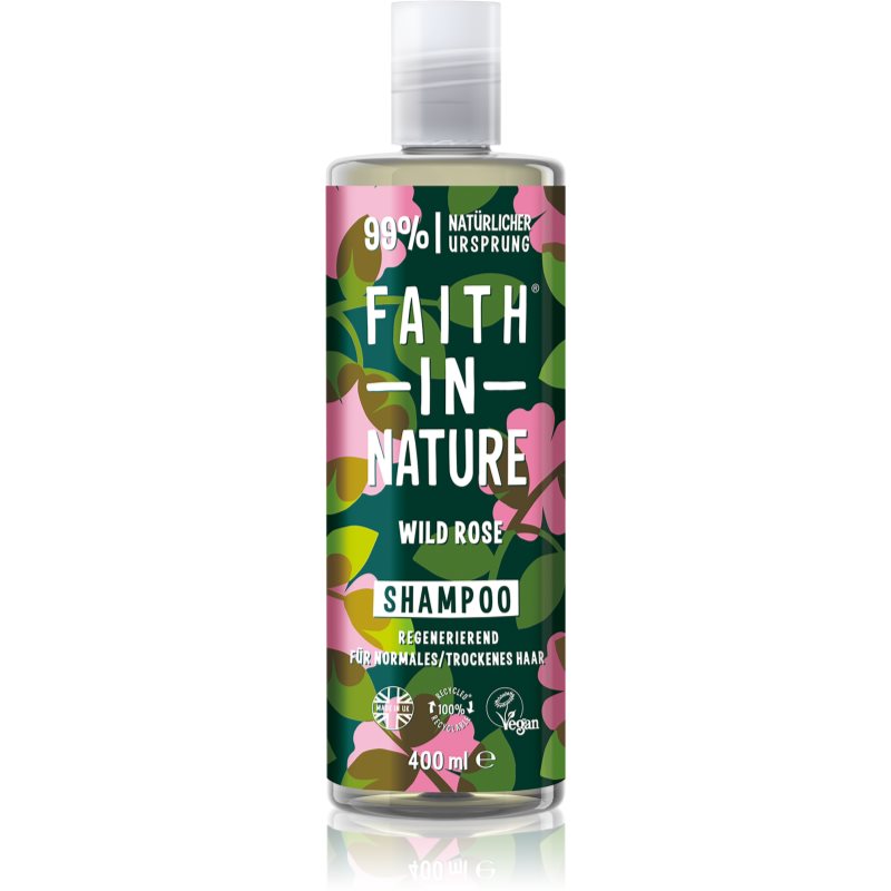 Faith In Nature Wild Rose regeneruojamasis šampūnas normaliai ir sausai odai 400 ml