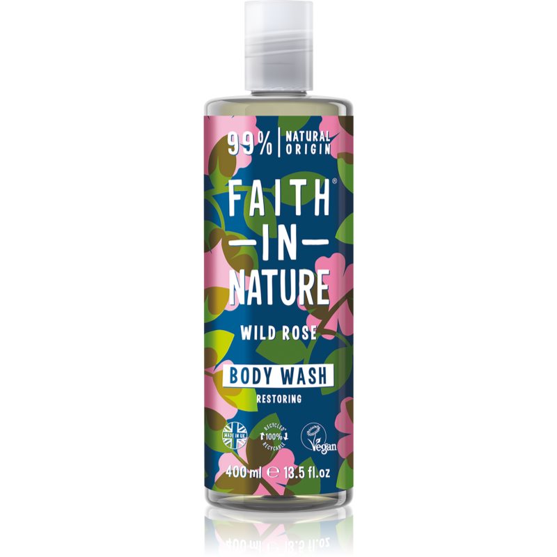 Faith In Nature Wild Rose natūrali dušo želė odos barjerą atkurianti priemonė 400 ml