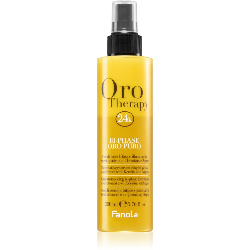 Fanola Oro Therapy Bi-Phase Oro Puro незмивний кондиціонер у формі спрею для тьмяного волосся 200 мл