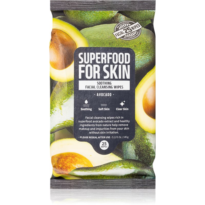 Farm Skin Super Food For Skin valomosios ir makiažo šalinimo servetėlės 25 vnt.