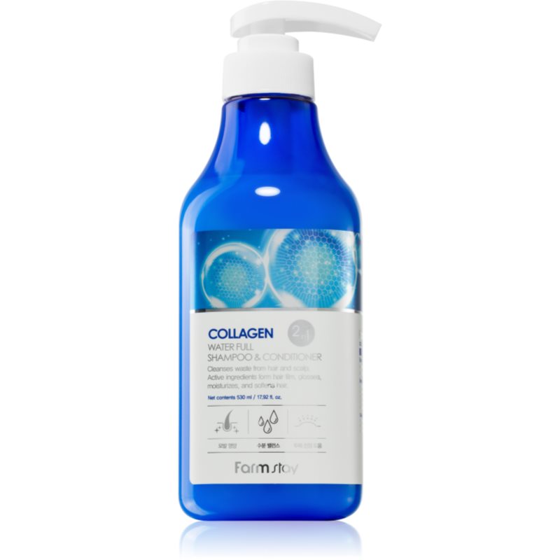 Farmstay Collagen Water Full šampón a kondicionér 2 v1 s kolagénom 530 ml