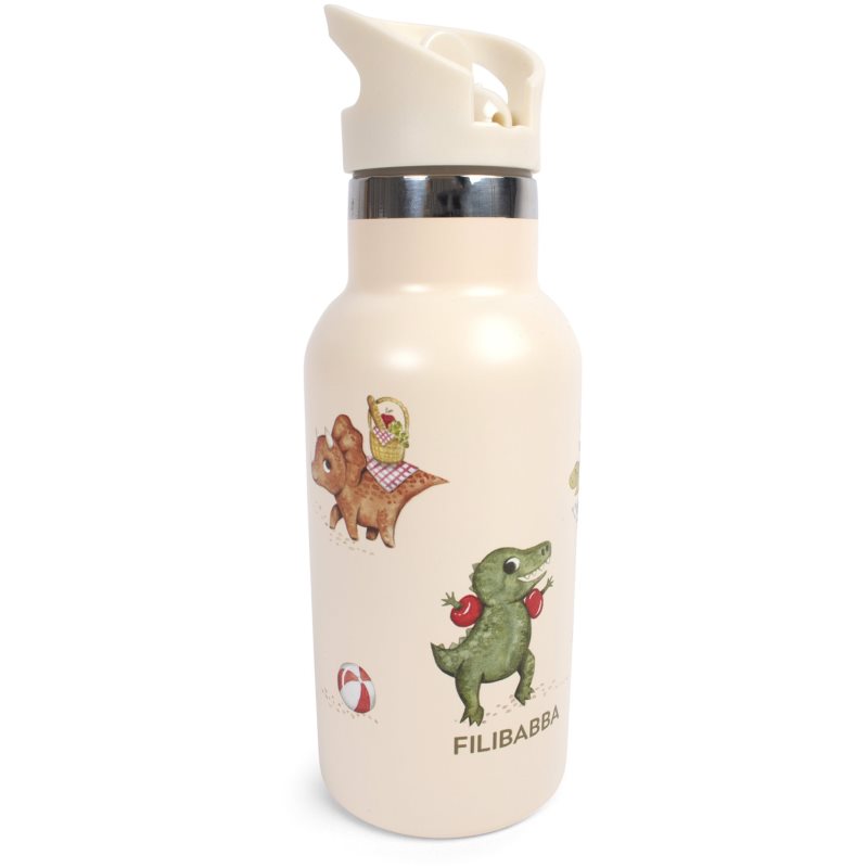 FILIBABBA Stainless Steel Water Bottle Thermoflasche Dino Beach 350 ml