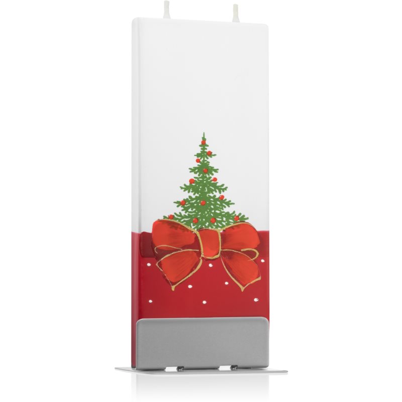 Flatyz Holiday Christmas Tree and Red Ribbon decorative candle 6x15 cm
