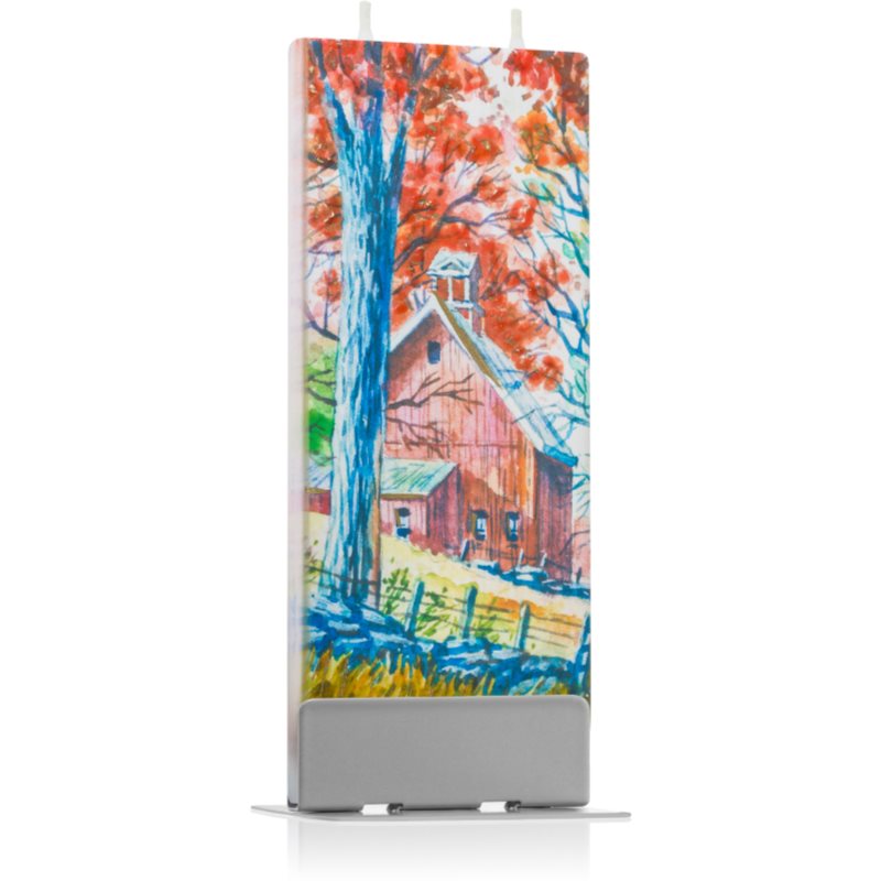Flatyz Holiday Fall Landscape with House and Tree decorative candle 6x15 cm
