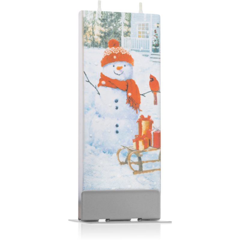 Flatyz Holiday Snowman With Red Bird Decorative Candle 6x15 Cm