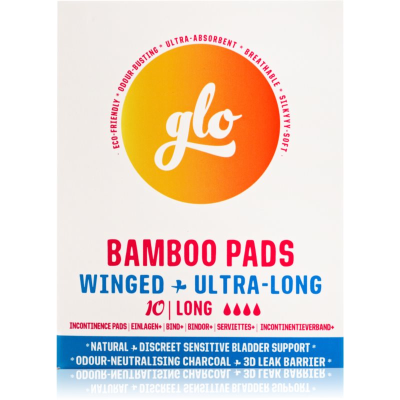 FLO GLO Bamboo Pads inkontinencia betétek szárnyakkal Long 10 db