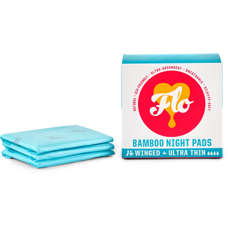 FLO Bamboo Night Pads Serviettes Hygiéniques Pour La Nuit 14 Pcs