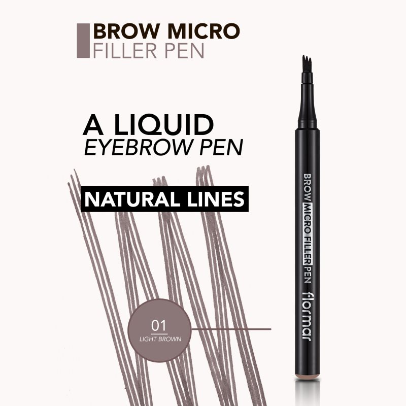 Flormar Brow Micro Filler Pen Eyebrow Pen Shade 001 Light Brown 1.1 Ml