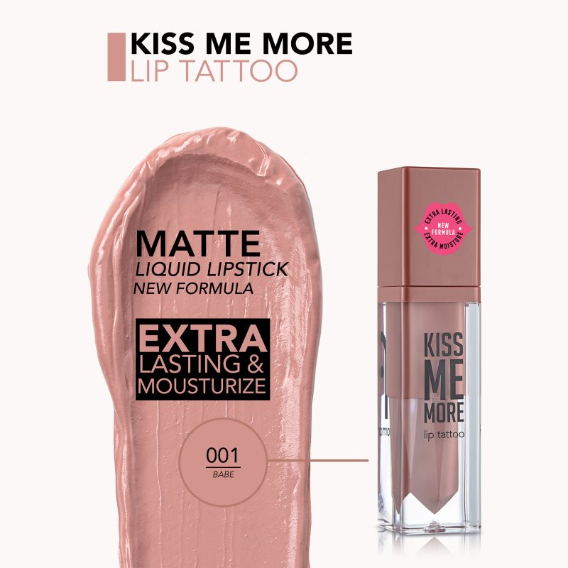 Flormar Kiss Me More Lip Tattoo стійка рідка помада відтінок 001 Babe 3,8 мл