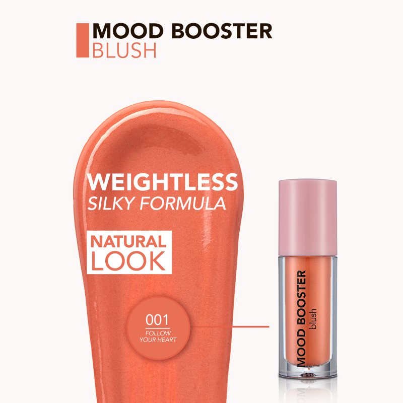 Flormar Mood Booster Blush рідкі рум'яна відтінок 001 Follow Your Heart 4 мл