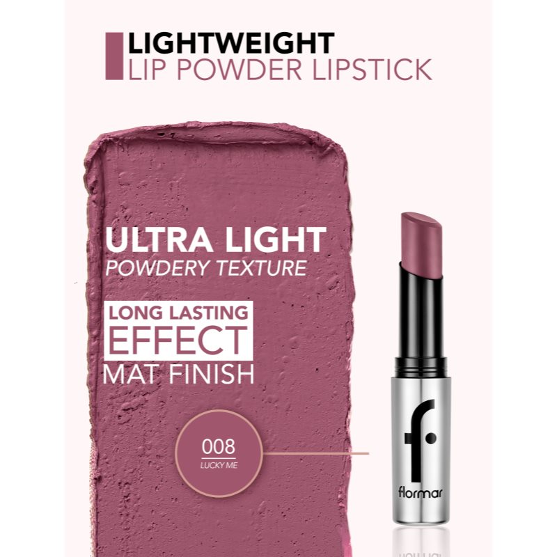 flormar Lightweight Lip Powder Lipstick dlouhotrvající rtěnka s matným efektem odstín 008 Lucky Me 3 g (obrázek 4)