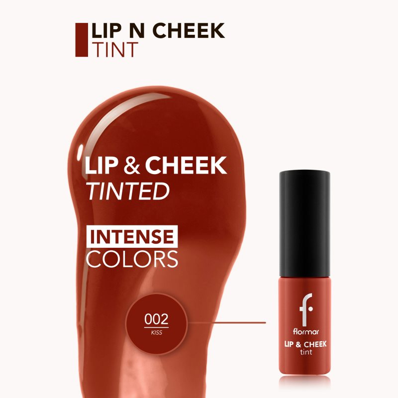 Flormar Lip & Cheek Tint Liquid Blusher For Lips And Cheeks Shade 002 Kiss Lip&Cheek 6.7 Ml