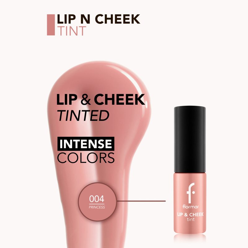 Flormar Lip & Cheek Tint Blush Liquide Lèvres Et Joues Teinte 004 Princess 6.7 Ml