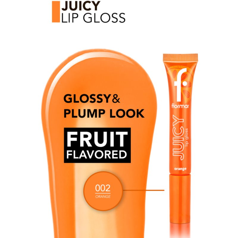 Flormar Juicy Lip Gloss Hydrating Lip Gloss Shade 002 Orange 10 Ml