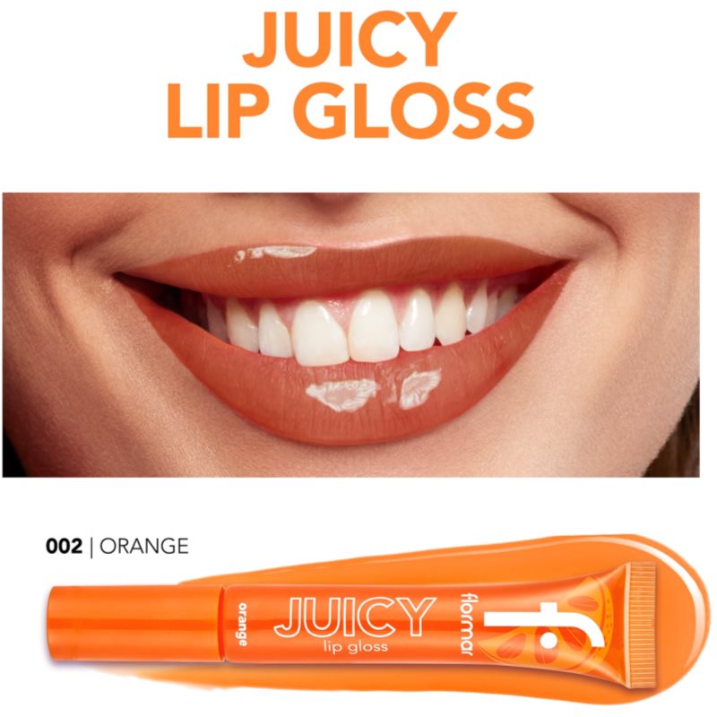 Flormar Juicy Lip Gloss Hydrating Lip Gloss Shade 002 Orange 10 Ml