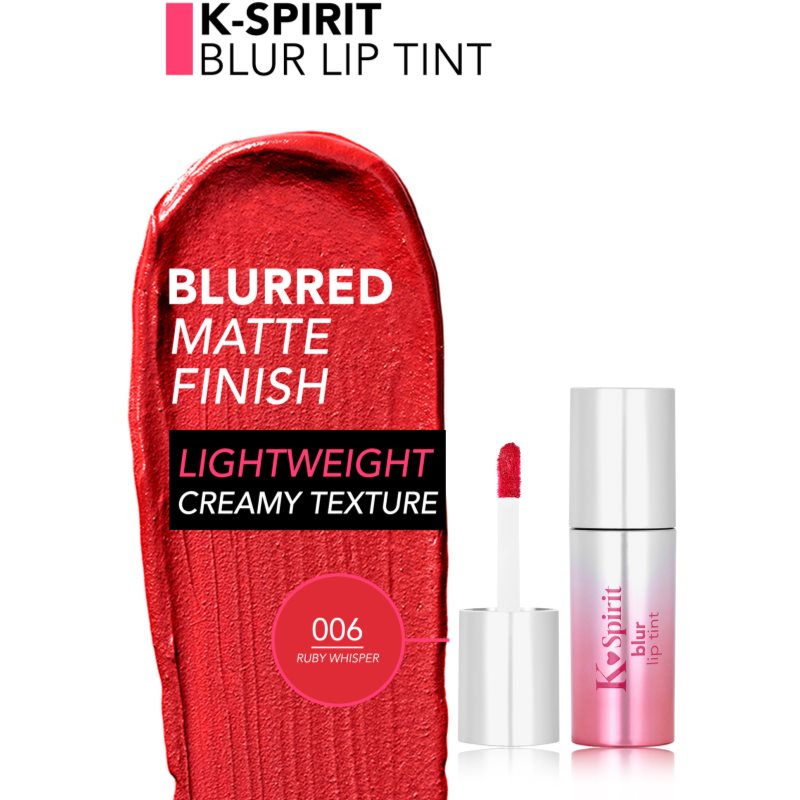 flormar K-Spirit Blur Lip Tint dlhotrvajúci rúž s matným efektom odtieň 006 - Ruby Whisper 4 ml (obrázok 4)