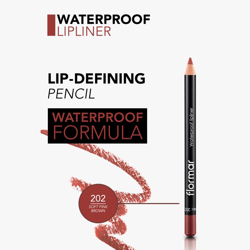 flormar Waterproof Lipliner waterproof lip liner shade 202 Soft Pink Brown 1,14 g