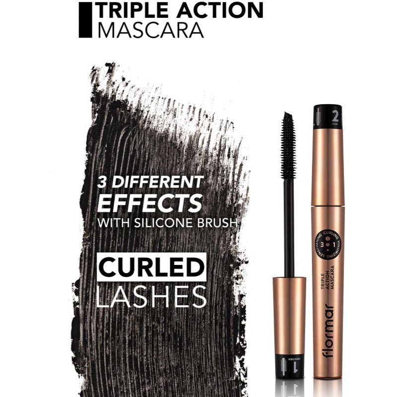 Flormar Triple Action Mascara Nourishing Mascara 3-in-1 8 Ml