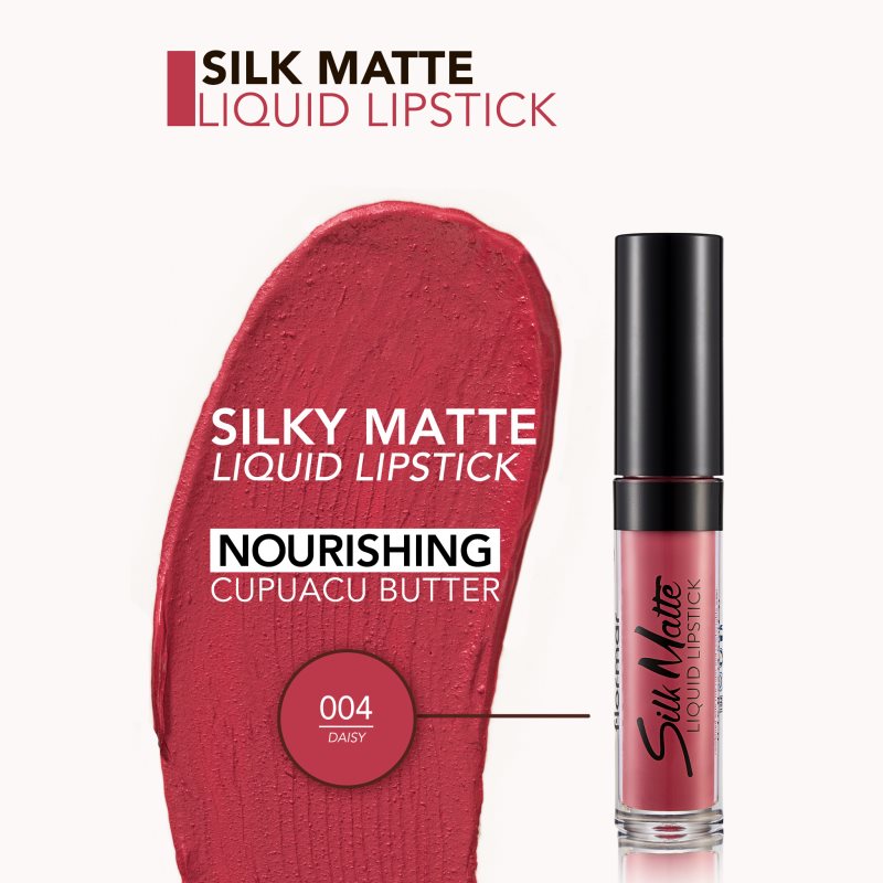 Flormar Silk Matte Rouge à Lèvres Liquide Mat Longue Tenue Teinte 004 Daisy 4,5 Ml