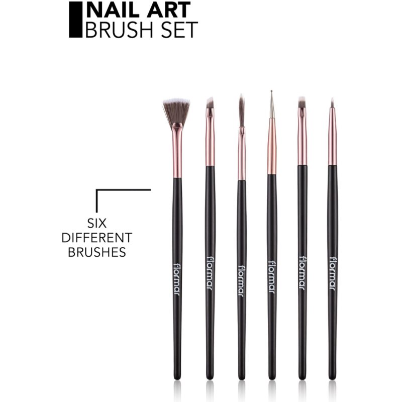 flormar Nail Art Brush Set Pinselset für Nägel 6 St.