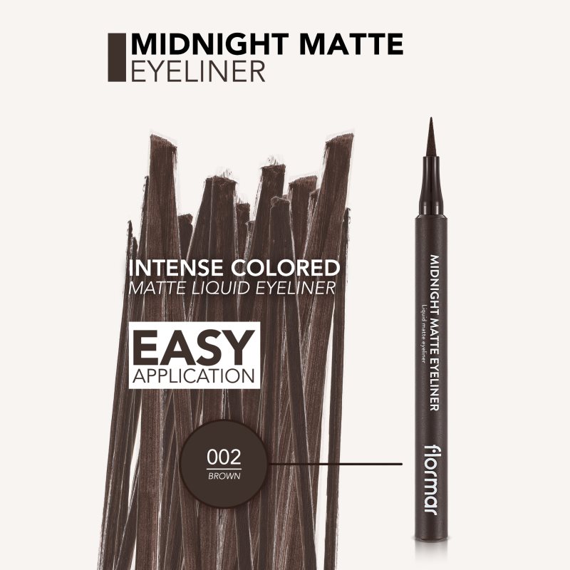 Flormar Midnight Matte Eyeliner Eyeliner With Felt Tip With Matt Effect Shade 02 Brown 1 Ml