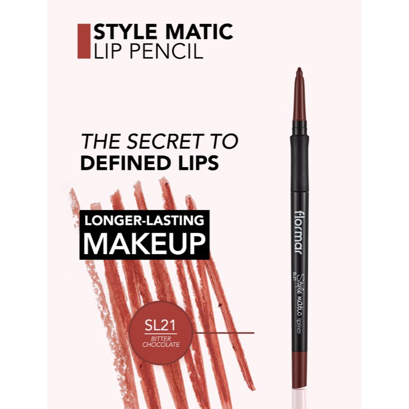 flormar Style Matic Lipliner matná tužka na rty voděodolná odstín 21 Bitter Chocolate 0.35 g (obrázek 4)