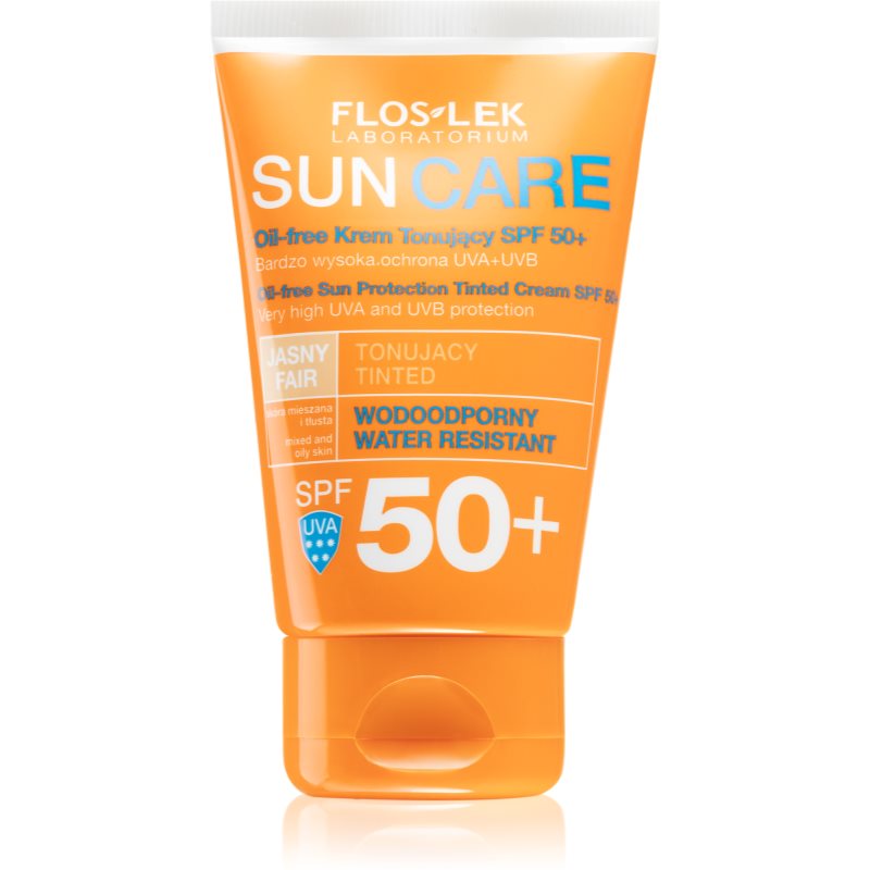 FlosLek Laboratorium Sun Care Derma tónovací ochranný krém pre mastnú a zmiešanú pleť SPF 50+ 50 ml