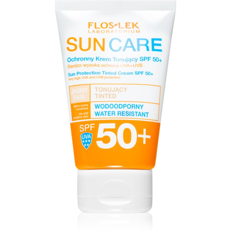 FlosLek Laboratorium Sun Care Derma tonirana krema za suho in občutljivo kožo SPF 50+ 50 ml