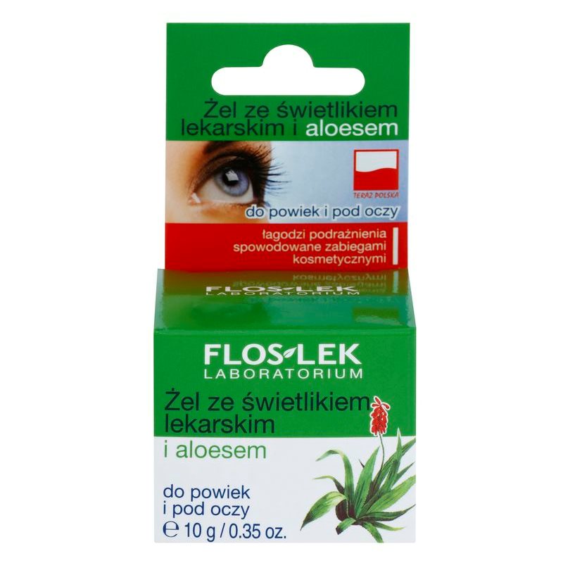 FlosLek Laboratorium Eye Care гель для шкіри навколо очей з очанкою лікарською та алое вера 10 гр