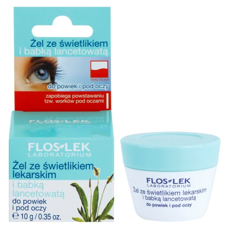 FlosLek Laboratorium Eye Care гель для шкіри навколо очей з подорожником та очанкою лікарською 10 гр