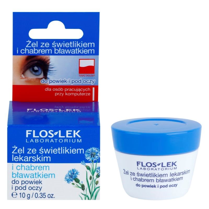 FlosLek Laboratorium Eye Care гель для шкіри навколо очей з очанкою лікарською та волошкою 10 гр