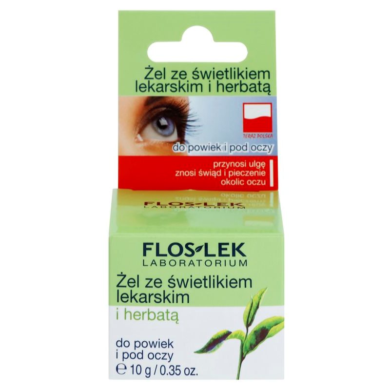 FlosLek Laboratorium Eye Care гель для шкіри навколо очей з очанкою лікарською та зеленим чаєм 10 гр