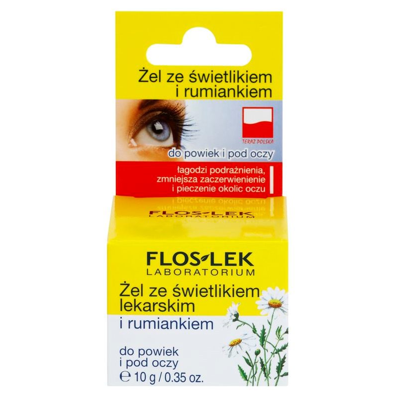 FlosLek Laboratorium Eye Care гель для шкіри навколо очей з очанкою лікарською та ромашкою 10 гр