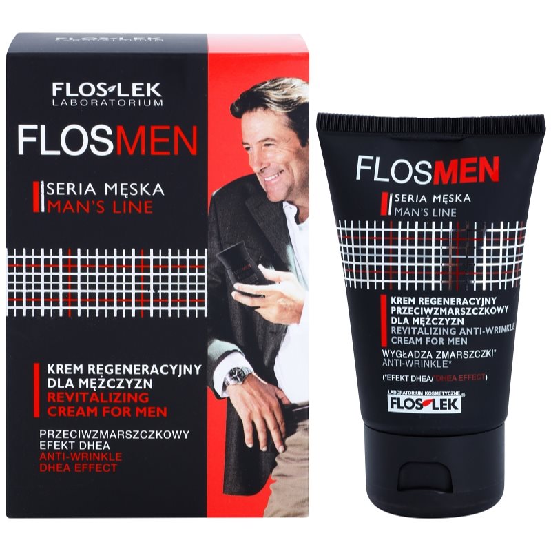 FlosLek Laboratorium FlosMen відновлюючий крем для шкіри обличчя проти розтяжок та зморшок 50 мл