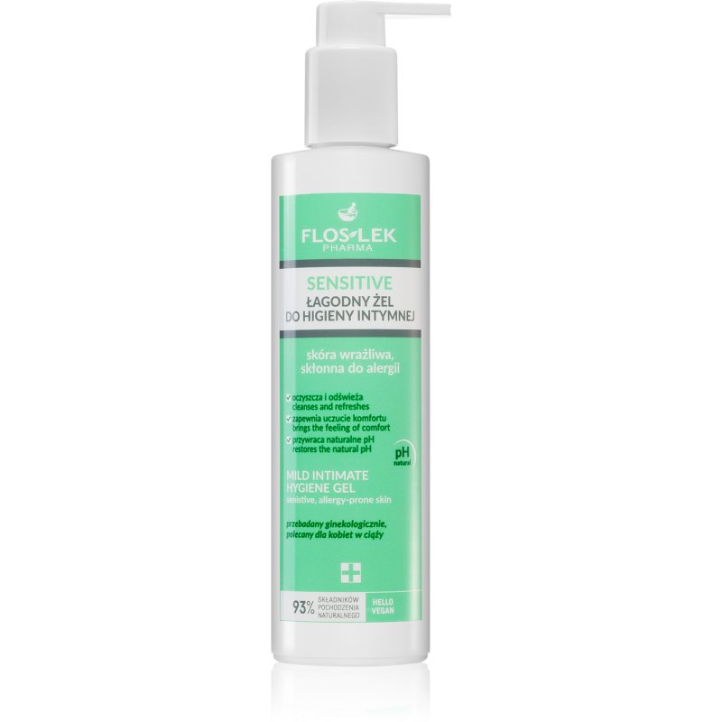 FlosLek Pharma Sensitive делікатний гель для інтимної гігієни для чутливої шкіри 225 мл