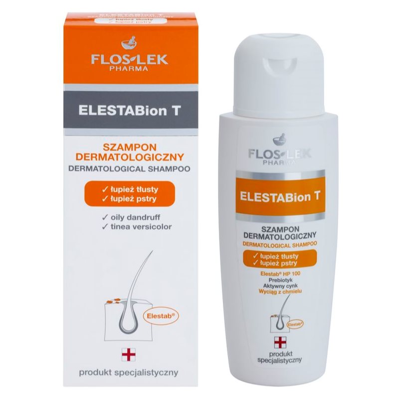 FlosLek Pharma ElestaBion T дерматологічний шампунь проти жирної лупи 150 мл